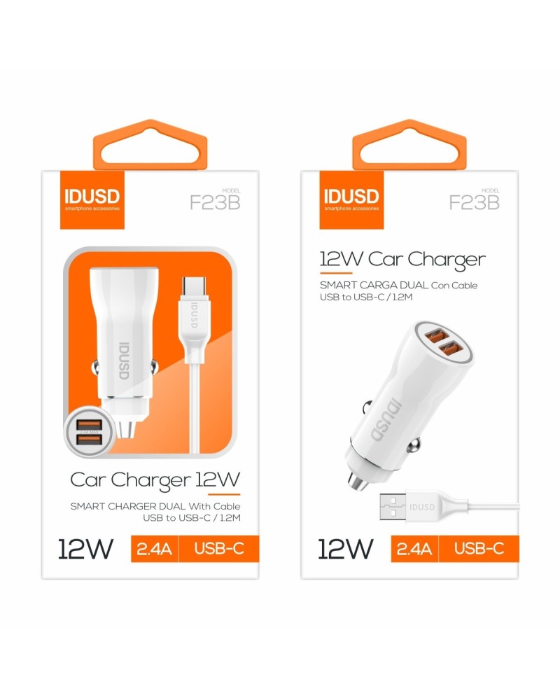 Car Charger 2U 2.4A + Cable Typ -C | Angar Distribuciones
