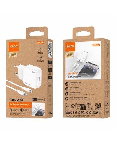 Cargador GaN PD20W 1C - PD Lightning - D305B