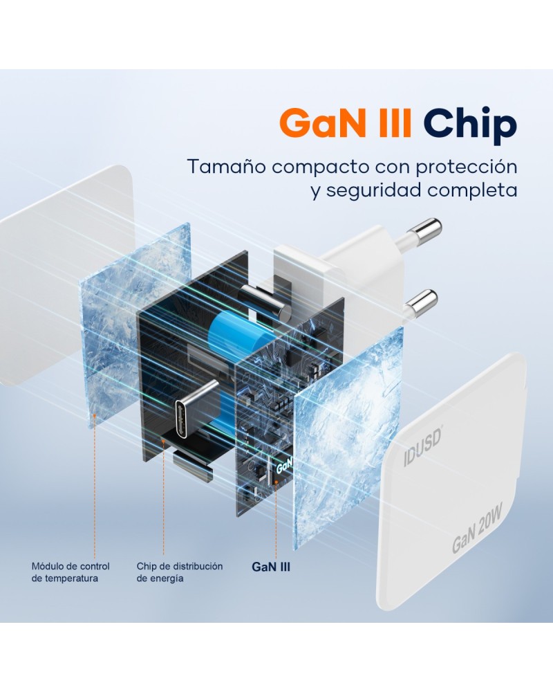 Cargador GaN PD20W 1C - PD USB-C - D306B