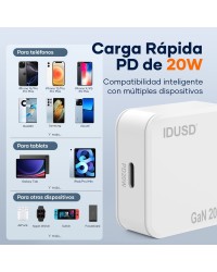 Cargador GaN PD20W 1C - PD USB-C - D306B
