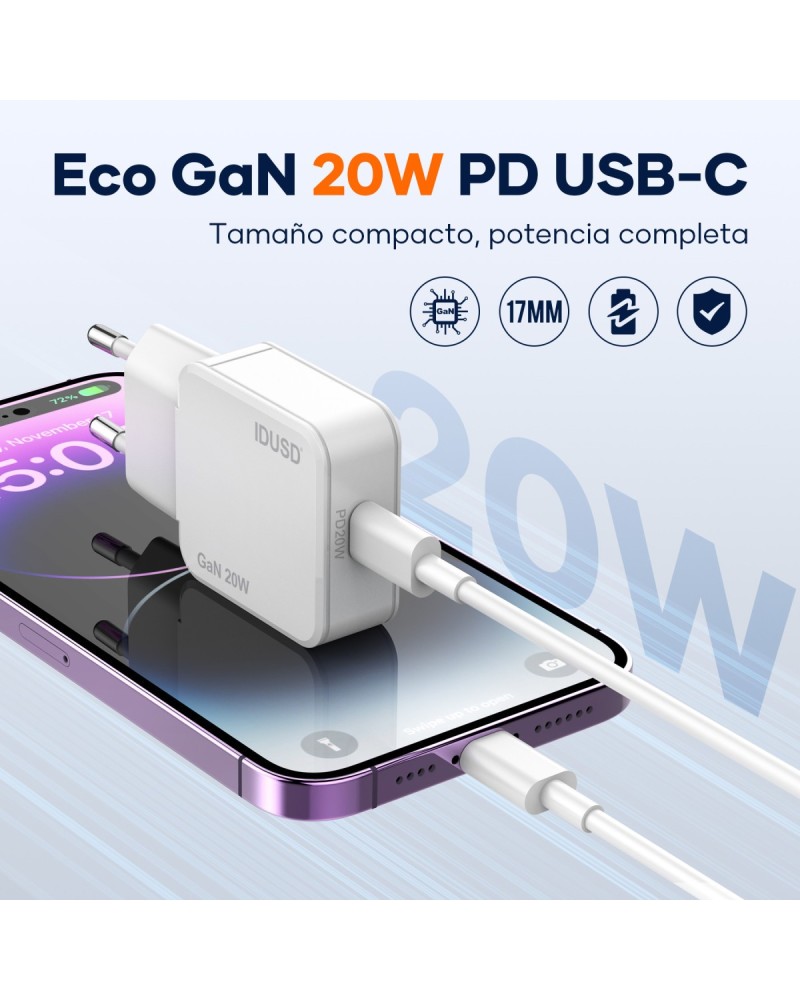 Cargador GaN PD20W 1C - PD USB-C - D306B