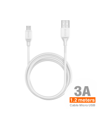 Cable micro USB Blanco 1.2M Carga rápida | Angar Distribuciones
